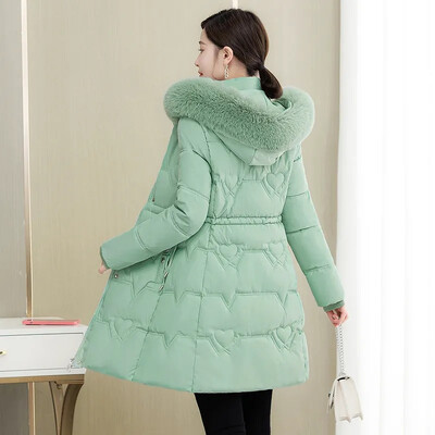 Nova zimska jakna za 2023., ženska parka s krznenim ovratnikom i kapuljačom, debeli, topli, dugi ženski kaput, ležerna gornja odjeća, pamučna jakna, parke