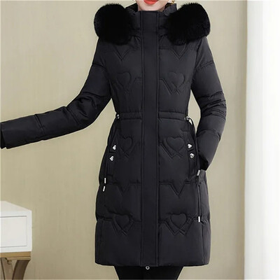 Nova zimska jakna za 2023., ženska parka s krznenim ovratnikom i kapuljačom, debeli, topli, dugi ženski kaput, ležerna gornja odjeća, pamučna jakna, parke