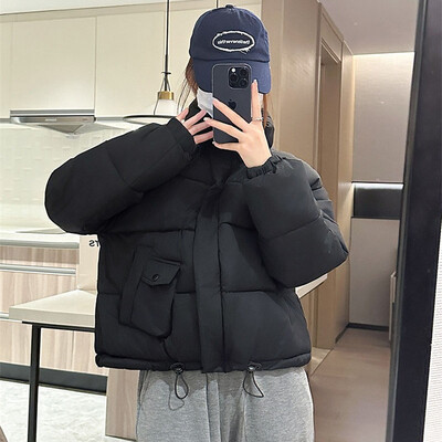 Модно късо памучно яке Голям размер Дамско памучно палто Парка 2024 Ново есенно зимно яке Студоустойчиво топло връхно облекло