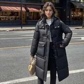 Zimska ženska duga pamučna jakna 2024. Ženska jakna čiste boje s kapuljačom, dugi kaputi Ženska deblja topla jakna Ženska odjeća