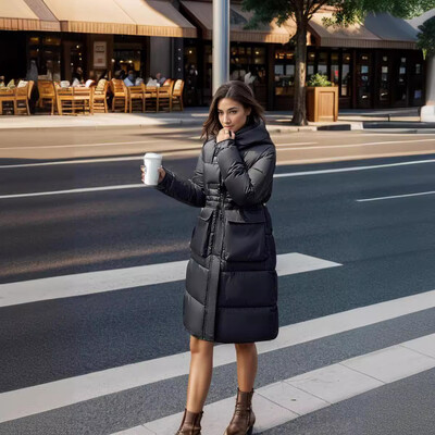 Zimska ženska duga pamučna jakna 2024. Ženska jakna čiste boje s kapuljačom, dugi kaputi Ženska deblja topla jakna Ženska odjeća