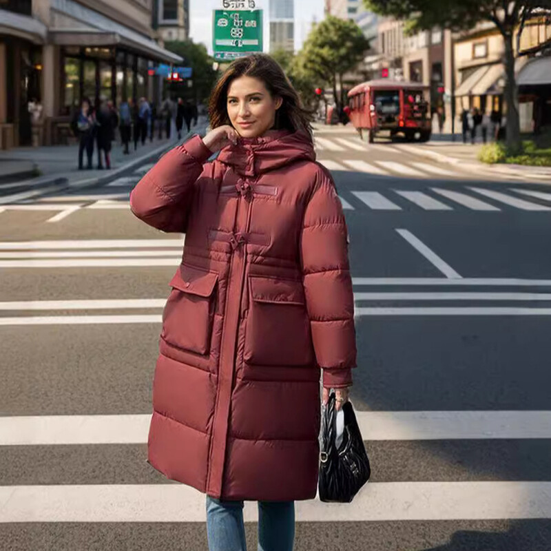 Zimska ženska duga pamučna jakna 2024. Ženska jakna čiste boje s kapuljačom, dugi kaputi Ženska deblja topla jakna Ženska odjeća
