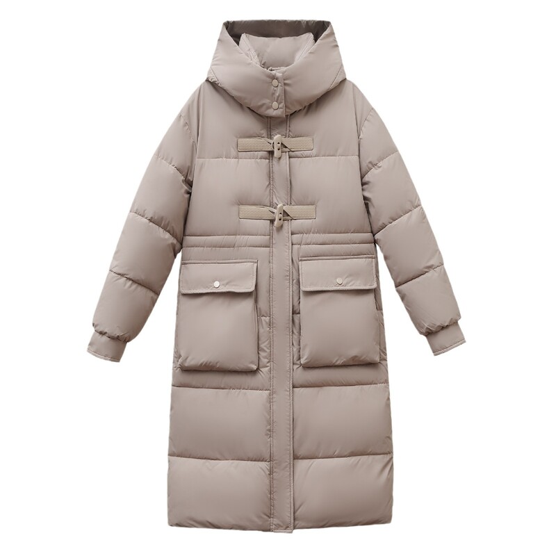 Zimska ženska duga pamučna jakna 2024. Ženska jakna čiste boje s kapuljačom, dugi kaputi Ženska deblja topla jakna Ženska odjeća