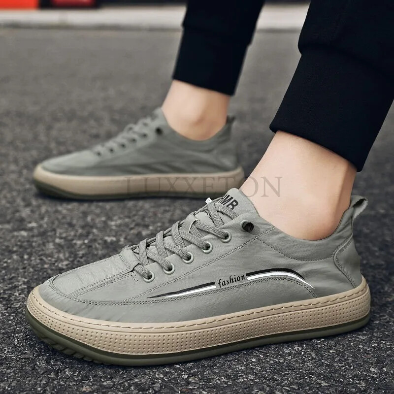 Meeste vabaajajalatsid 2024, uus mood, paksu tallaga, kerge nööriga spordijalatsid, kevadised ja sügisesed libisemisvastased meeste vulkaniseeritud kingad