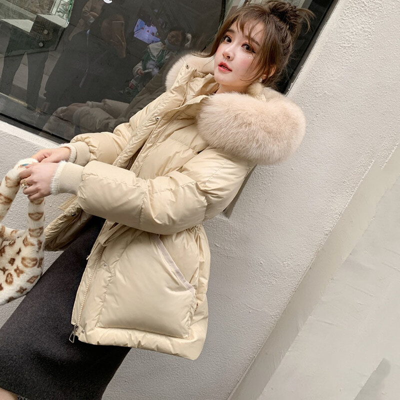 Zimska nova pamučna jakna za 2023. Ženske pamučne jakne s velikim krznenim ovratnikom Parke s kapuljačom Ženske debljine TOPLI Ženski kaput srednje dužine