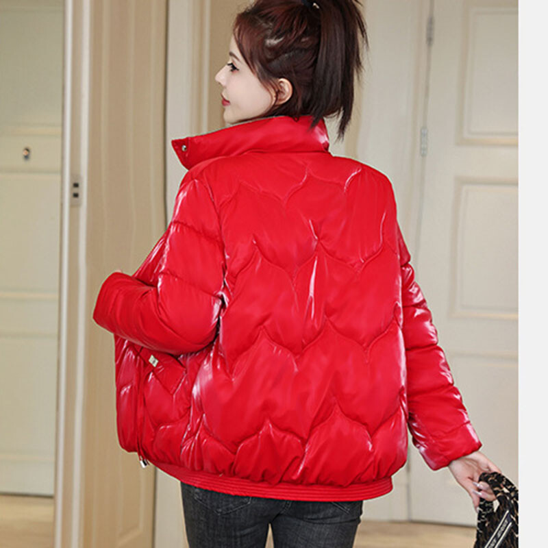 2024. aasta uus talvejope naiste parkad, paksud läikiv sule puuvillast polsterdatud parkjad naiste jope lahtine lühike mantel, veekindel soe välisriietus