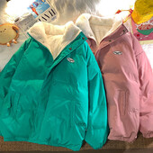 Zimska studentska pamučna jakna s plišanim podebljanim pamučnim parkama od janjećeg flisa s širokim kratkim ženskim kaputom za snježnu odjeću