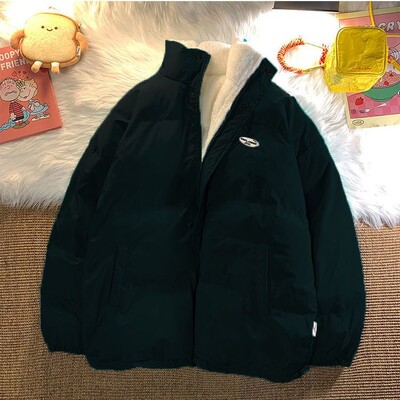 Zimska studentska pamučna jakna s plišanim podebljanim pamučnim parkama od janjećeg flisa s širokim kratkim ženskim kaputom za snježnu odjeću