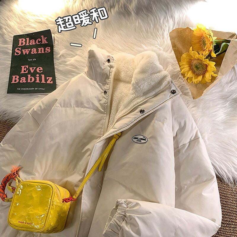 Zimska studentska pamučna jakna s plišanim podebljanim pamučnim parkama od janjećeg flisa s širokim kratkim ženskim kaputom za snježnu odjeću