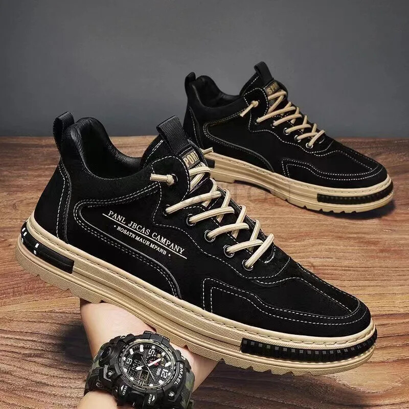 Muške vulkanizirane cipele 2024. Nove autentične antilop cipele za ležerne sportove na vezanje Oxford zaštitne ravne muške cipele za trčanje na otvorenom