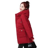 Zimska puhasta jakna s pamučnom podstavom za 2023. Ženska dugačka široka gornja odjeća Joker s kapuljačom Topli trendovski jednobojni kaput s patentnim zatvaračem