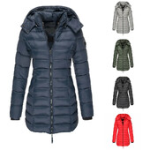 Зимни дамски топли парки с качулка, едноцветно топло меко висококачествено тънко подплатено яке Дамски дрехи Плюс размер 3XL