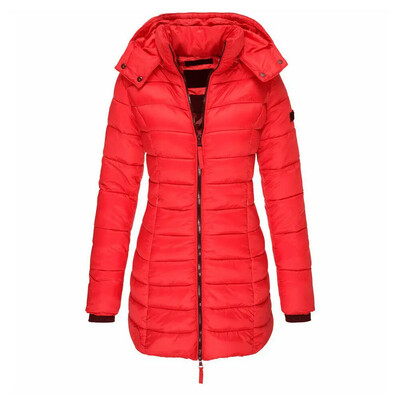 Зимни дамски топли парки с качулка, едноцветно топло меко висококачествено тънко подплатено яке Дамски дрехи Плюс размер 3XL