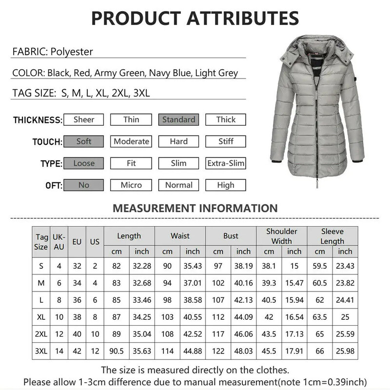 Зимни дамски топли парки с качулка, едноцветно топло меко висококачествено тънко подплатено яке Дамски дрехи Плюс размер 3XL