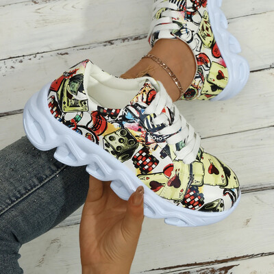 Proljeće/jesen Ženske vulkanizirane cipele Ravne cipele s okruglim prstima za žene Moda na otvorenom Lagane ravne cipele Protuklizne cipele s platformom