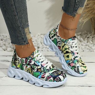 Proljeće/jesen Ženske vulkanizirane cipele Ravne cipele s okruglim prstima za žene Moda na otvorenom Lagane ravne cipele Protuklizne cipele s platformom