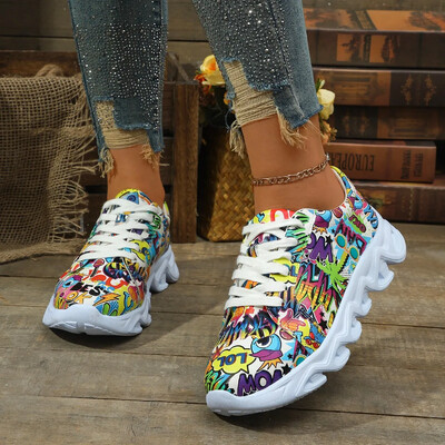 Proljeće/jesen Ženske vulkanizirane cipele Ravne cipele s okruglim prstima za žene Moda na otvorenom Lagane ravne cipele Protuklizne cipele s platformom