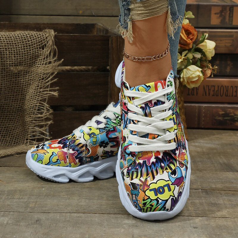 Proljeće/jesen Ženske vulkanizirane cipele Ravne cipele s okruglim prstima za žene Moda na otvorenom Lagane ravne cipele Protuklizne cipele s platformom