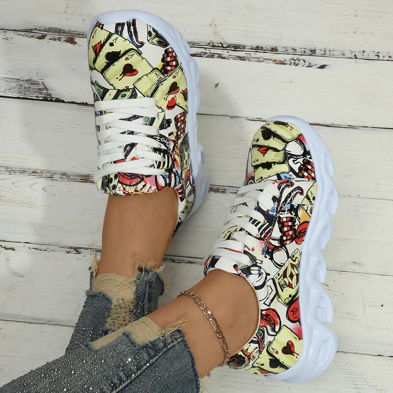 Proljeće/jesen Ženske vulkanizirane cipele Ravne cipele s okruglim prstima za žene Moda na otvorenom Lagane ravne cipele Protuklizne cipele s platformom