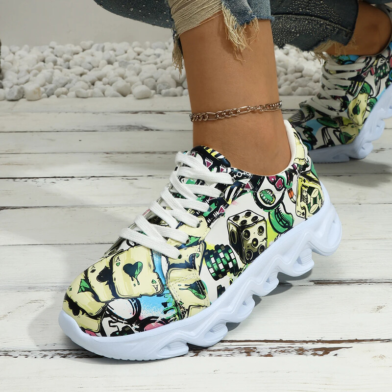 Proljeće/jesen Ženske vulkanizirane cipele Ravne cipele s okruglim prstima za žene Moda na otvorenom Lagane ravne cipele Protuklizne cipele s platformom