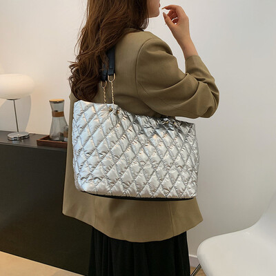 Zimske ženske torbice Torbe velikog kapaciteta Pamučno podstavljene torbe s gornjom ručkom Rombus uzorak Torba na rame Shopper torbe