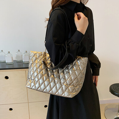 Zimske ženske torbice Torbe velikog kapaciteta Pamučno podstavljene torbe s gornjom ručkom Rombus uzorak Torba na rame Shopper torbe