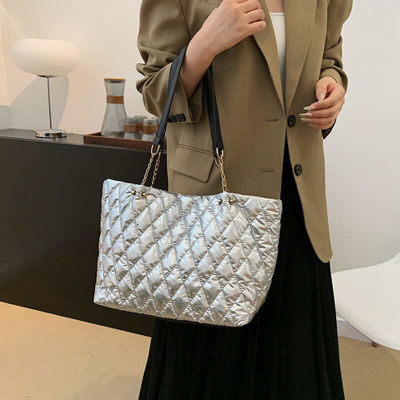 Zimske ženske torbice Torbe velikog kapaciteta Pamučno podstavljene torbe s gornjom ručkom Rombus uzorak Torba na rame Shopper torbe