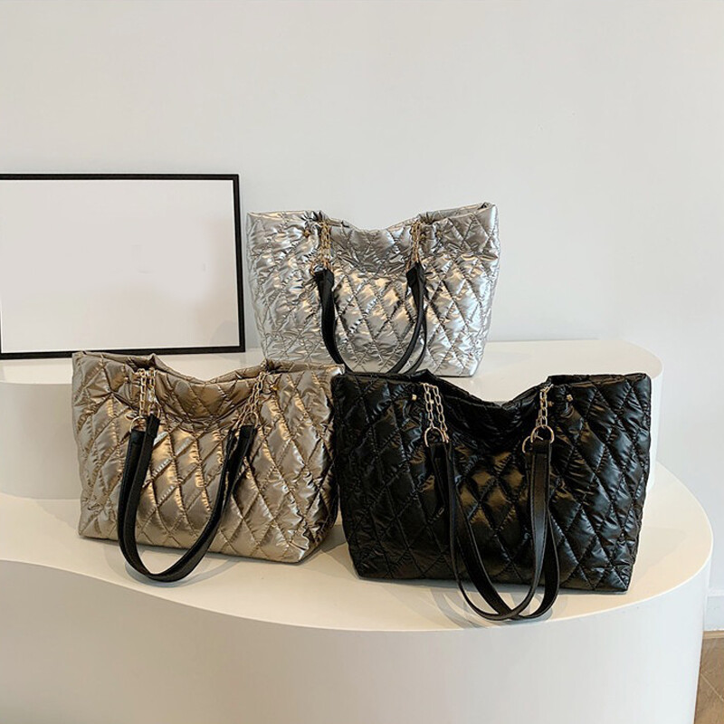 Zimske ženske torbice Torbe velikog kapaciteta Pamučno podstavljene torbe s gornjom ručkom Rombus uzorak Torba na rame Shopper torbe