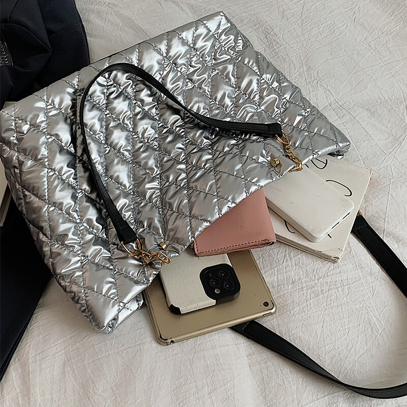 Zimske ženske torbice Torbe velikog kapaciteta Pamučno podstavljene torbe s gornjom ručkom Rombus uzorak Torba na rame Shopper torbe