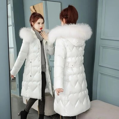 2023. aasta uus talvejope naiste karusnahast krae kapuutsiga puuvillane polsterdatud jakid, pikad parkad, naiste paksud, soojad lumed, parkamantel