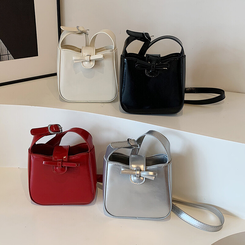 Ženska torba za rame s mašnom Retro ručna torbica PU kožna jednobojna mini torba za skitnice Torbica s magnetskim zatvaranjem za posao i putovanja