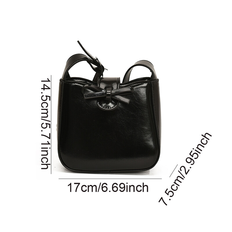 Ženska torba za rame s mašnom Retro ručna torbica PU kožna jednobojna mini torba za skitnice Torbica s magnetskim zatvaranjem za posao i putovanja