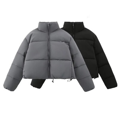 Jakid Parkas Naiste mantel Soliidne Paks Soe Outwear Pikad varrukad vabaaja vaba Casaca Mujer Talv 2024 Naine inszat Joped Mantel