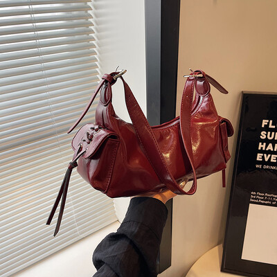 Punk Style Hobo käekotid PU nahast kaenlaaluste kott reguleeritava rihmaga siduriga käekott naistele tüdrukutele