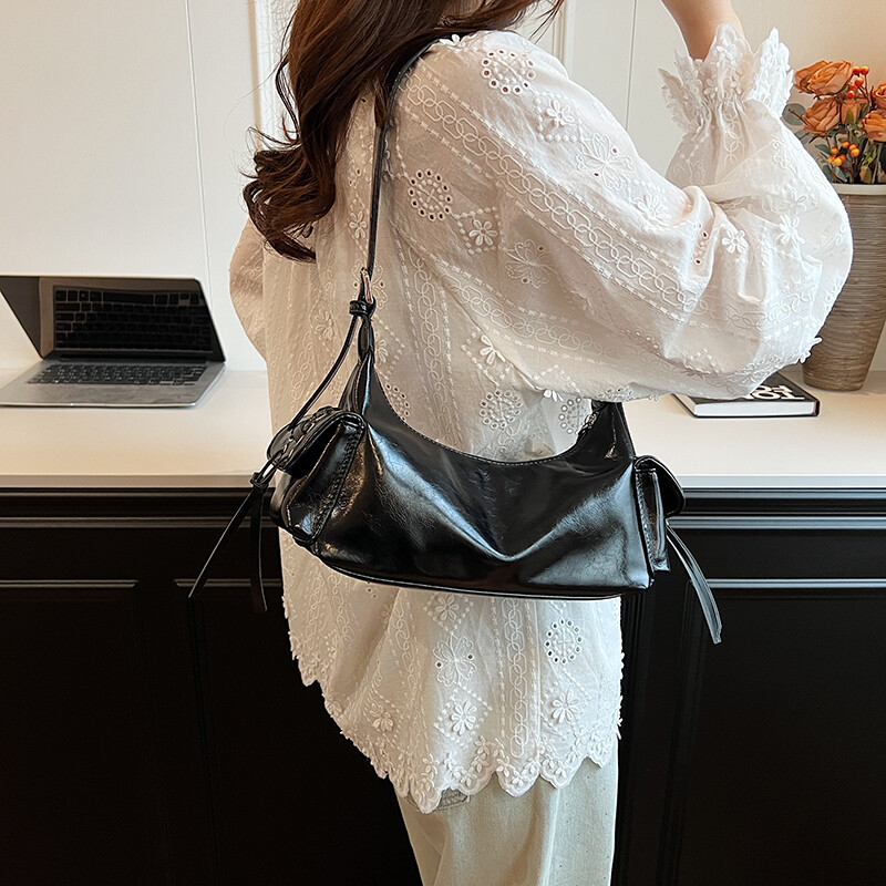 Punk Style Hobo käekotid PU nahast kaenlaaluste kott reguleeritava rihmaga siduriga käekott naistele tüdrukutele