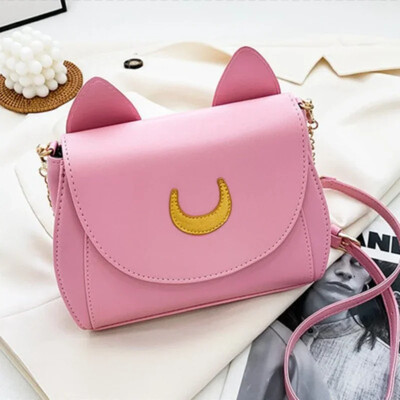 Suvine Sailor Moon Ladies Käekott Must Luna Cat Shape Ket Õlakott PU Nahast Naiste Messenger Crossbody Väike kott Rahakotid