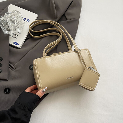 ﻿ Korejska niche dizajnerska torba na rame s novčanikom za kovanice, jednobojna pu kožna torba Boston Marka Ženska kupac torbica ispod pazuha