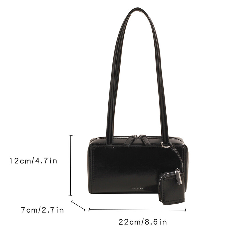 ﻿ Korejska niche dizajnerska torba na rame s novčanikom za kovanice, jednobojna pu kožna torba Boston Marka Ženska kupac torbica ispod pazuha