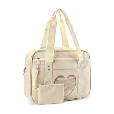 Ružičaste školske torbe na rame u japanskom elegantnom stilu za žene, djevojke, platnene torbe velikog kapaciteta, ležerne ručne torbe