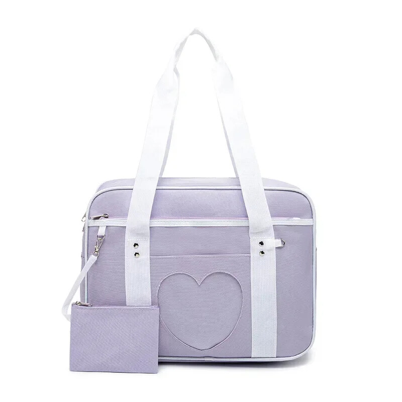 Ružičaste školske torbe na rame u japanskom elegantnom stilu za žene, djevojke, platnene torbe velikog kapaciteta, ležerne ručne torbe