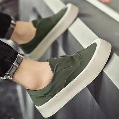 Muške platnene cipele, modne prozračne tenisice s ravnim dnom, jednobojne, okrugle glave, protuklizne, udobne, ležerne natikače