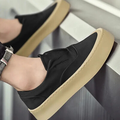 Muške platnene cipele, modne prozračne tenisice s ravnim dnom, jednobojne, okrugle glave, protuklizne, udobne, ležerne natikače