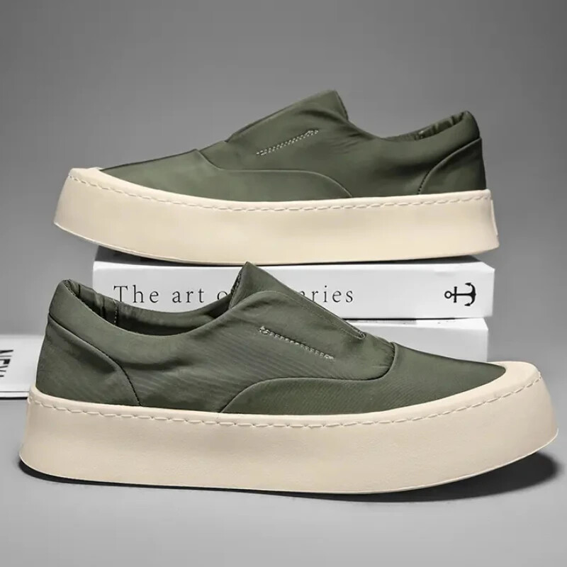 Muške platnene cipele, modne prozračne tenisice s ravnim dnom, jednobojne, okrugle glave, protuklizne, udobne, ležerne natikače