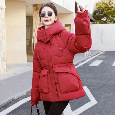 Γυναικεία ζώνη μέσης παχιά Parkas μακρύ μπουφάν με κουκούλα Sustans βαμβακερό τζάκετ Γυναικεία φθινοπωρινά και χειμωνιάτικα ζεστά ρούχα εξωτερικού χώρου