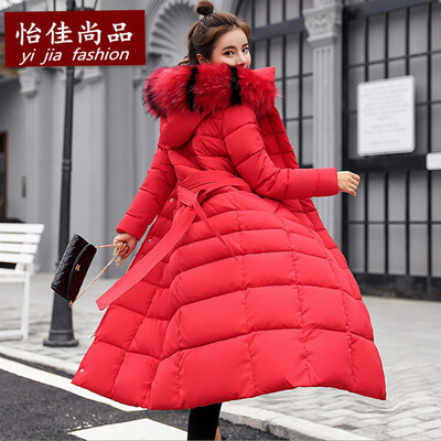 Talvised pikad parkad Naiste superkuum mantel karusnahast krae kapuutsiga puuvillase polsterdusega jope jakk Paksud taskud pikkade varrukatega lumeülikond