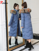 Duge zimske elegantne parke s kapuljačom i ovratnikom od umjetnog krzna. Prevelike tople pamučno podstavljene casacos ležerne jakne otporne na vjetar, deblje jakne