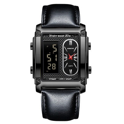 BINBOND Novi kreativni četvrtasti sat za muškarce Luksuzni digitalni sat vrhunske marke Modni satovi s dva zaslona za muškarce Relogio Masculino+KUTIJA