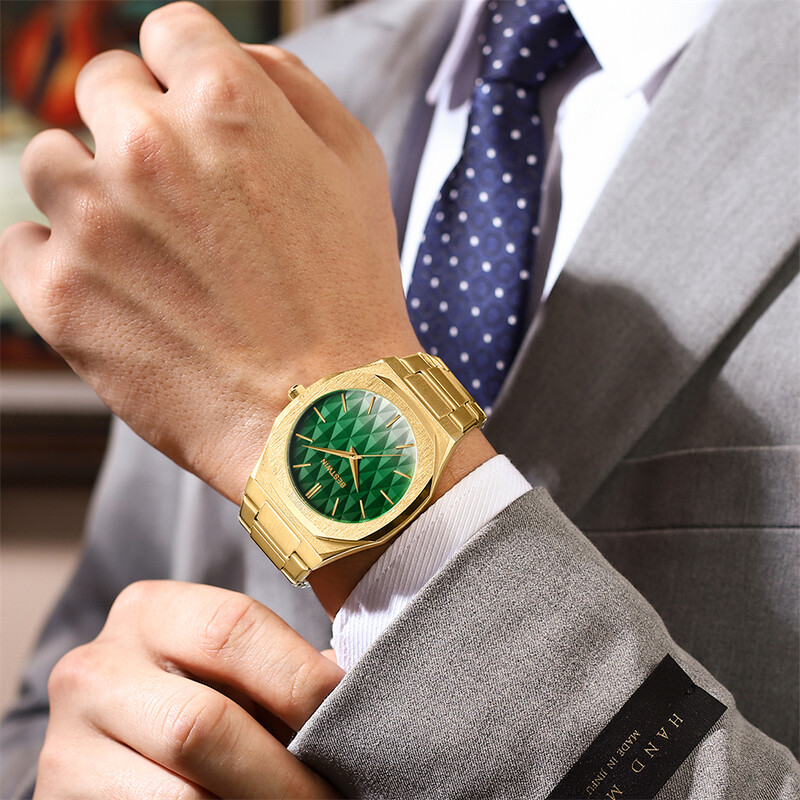 2024 Novi muški kvarcni satovi Zlatni vodootporni poslovni satovi od nehrđajućeg čelika za muškarce Sat Sportski sat Relogio Masculino
