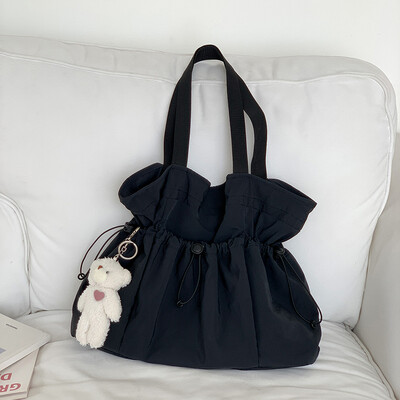 Удобна, устойчива на износване чанта за през рамо Голям капацитет Модна универсална найлонова чанта тип чанта Студентски клас Проста чанта за пътуване