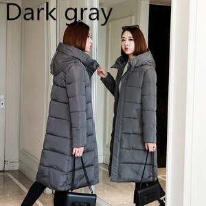 Nova zimska ženska puhasta jakna za 2024. Tanke parke s kapuljačom Topli deblji kaput Ležerna dugačka gornja odjeća podstavljena pamukom Ženske zimske jakne